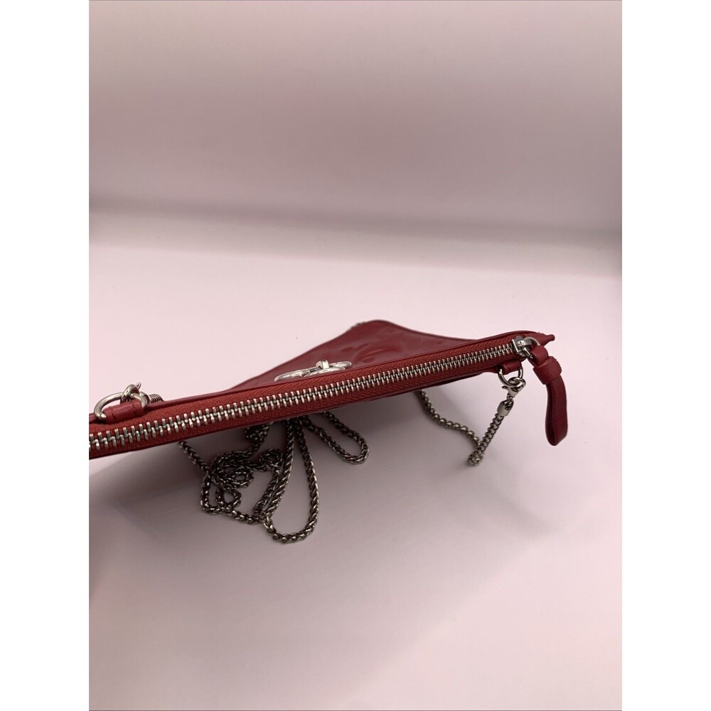 Brighton Ferrara Sangria Leather Wallet Chain Crossbody Bag Embossed Heart NWOT - Picture 9 of 11